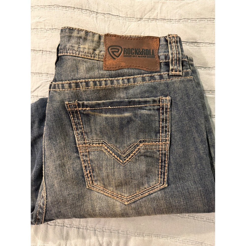 Rock & Roll Denim Double Barrel Straight Relaxed Leg Mens Jeans 33x30 100 Cotton